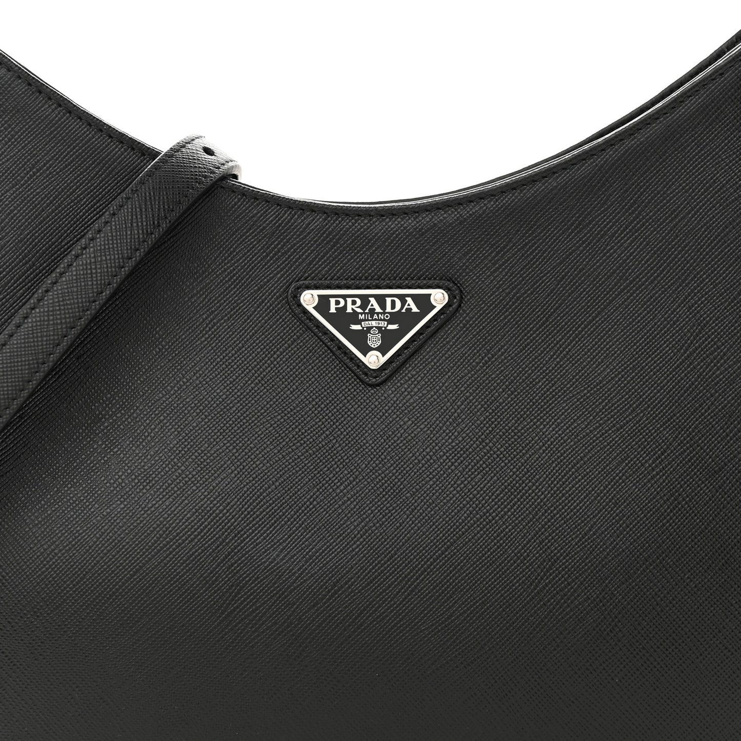 Saffiano Cleo Adjustable Strap Shoulder Bag Black