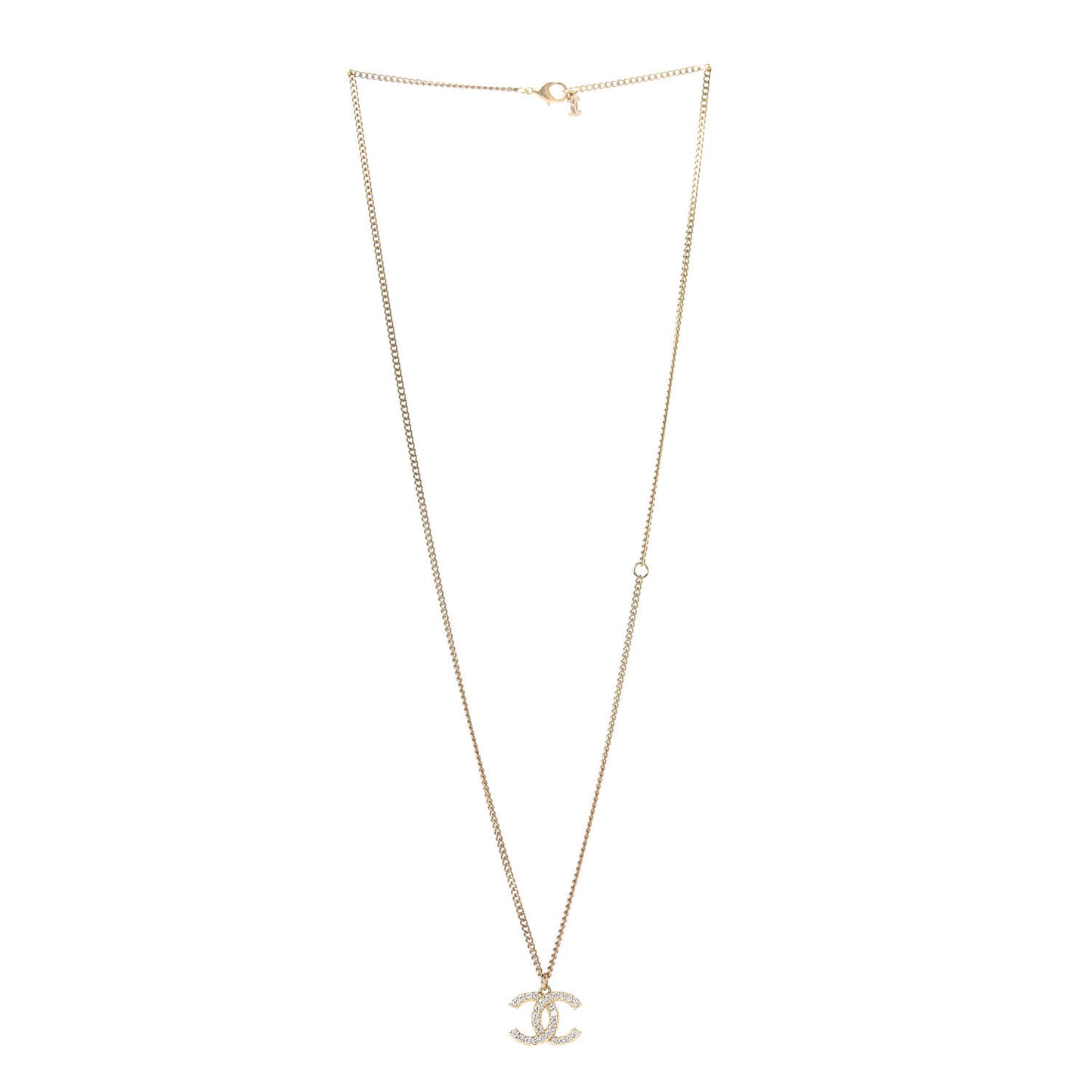 Crystal CC Pendant Necklace Gold