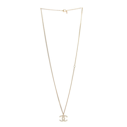 Chanel Crystal CC Pendant Necklace Gold 3 of 6