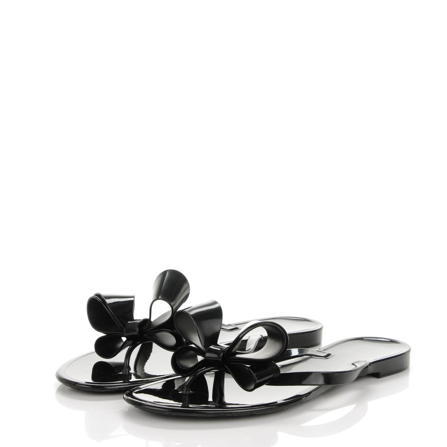 PVC Jellow Bow Thong Sandals 41 Black