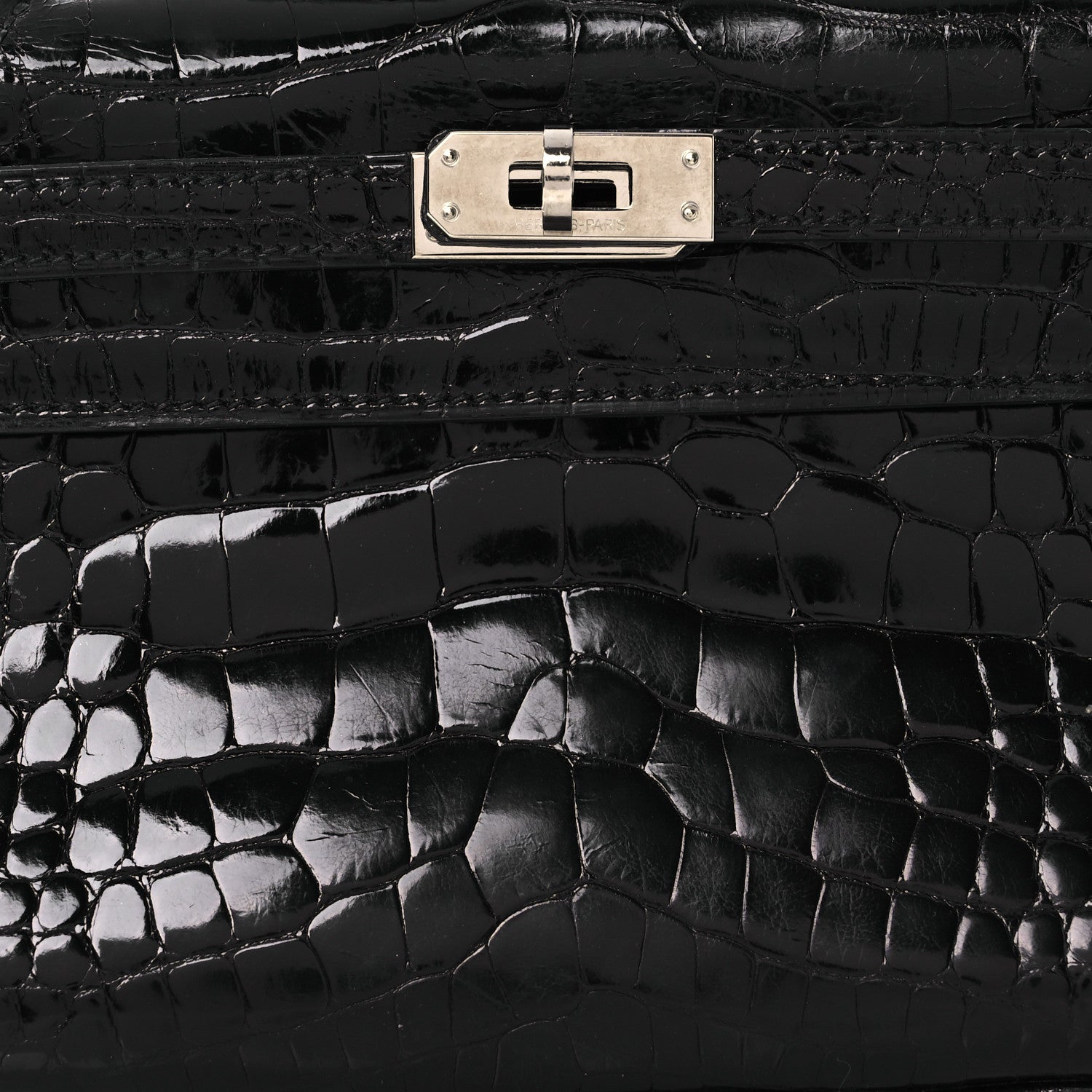 Hermes Shiny Alligator Kelly Pochette Black 8 of 13