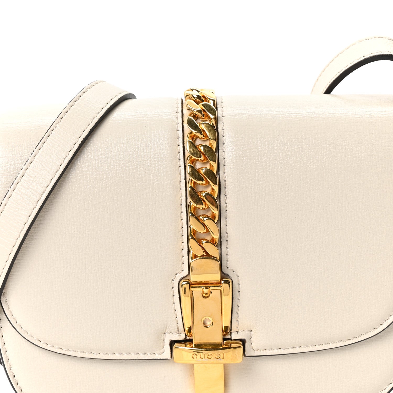 Gucci Azalea Calfskin Mini Sylvie 1969 Flap Messenger Bag Mystic White 8 of 10