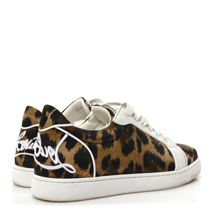 Christian Louboutin Crepe Satin Calfskin Womens Vieira Orlato Flat Sneakers 39 Brown White 5 of 9