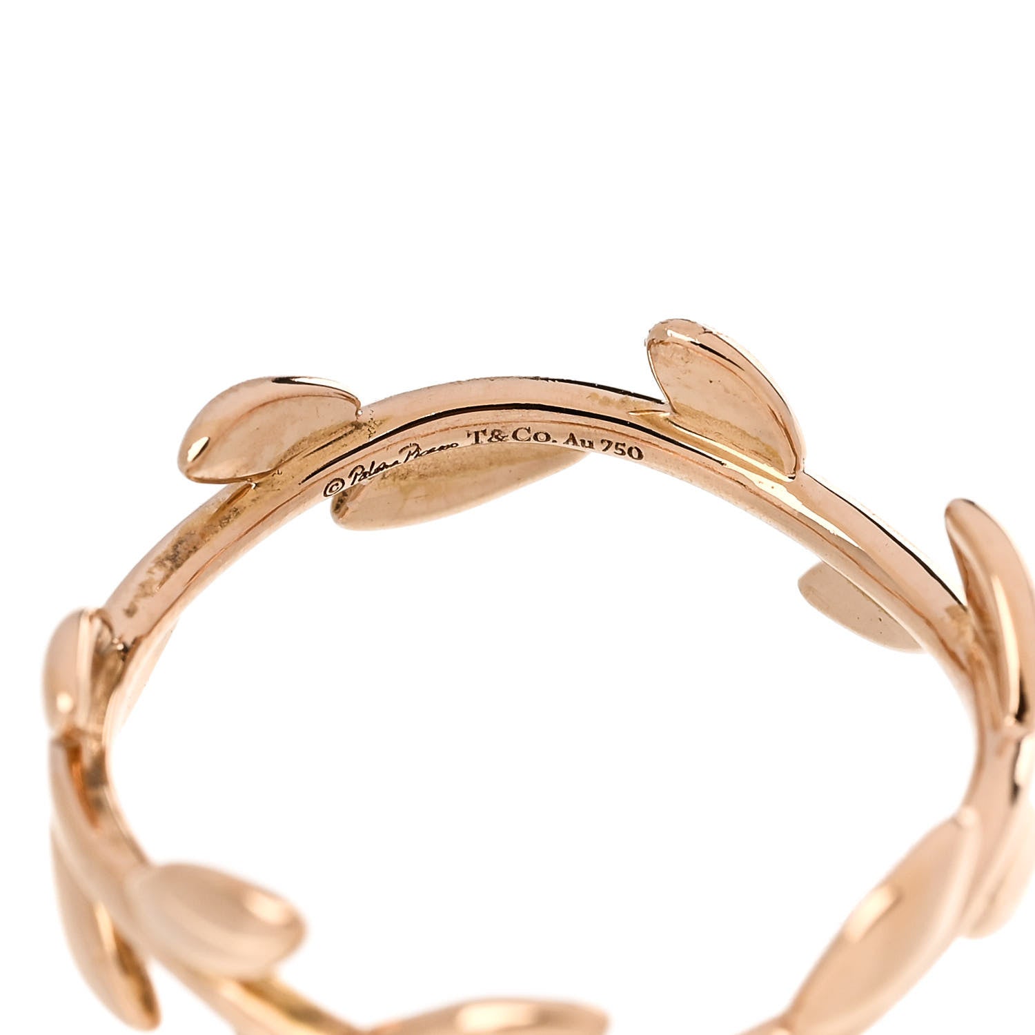 Tiffany 18K Rose Gold Narrow Paloma Picasso Olive Leaf Band Ring 52 6 4 of 5