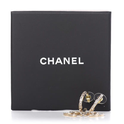 Chanel Crystal Lock Symbols CC Hoop Drop Earrings Gold 4 of 4