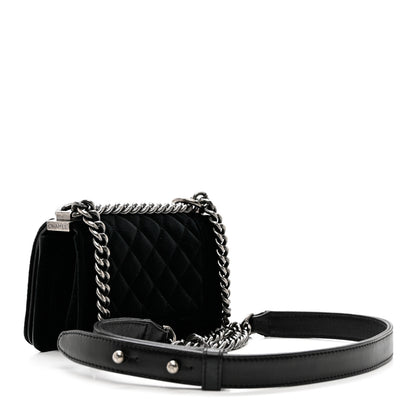 Chanel Velvet Quilted Mini Boy Flap Black 2 of 8