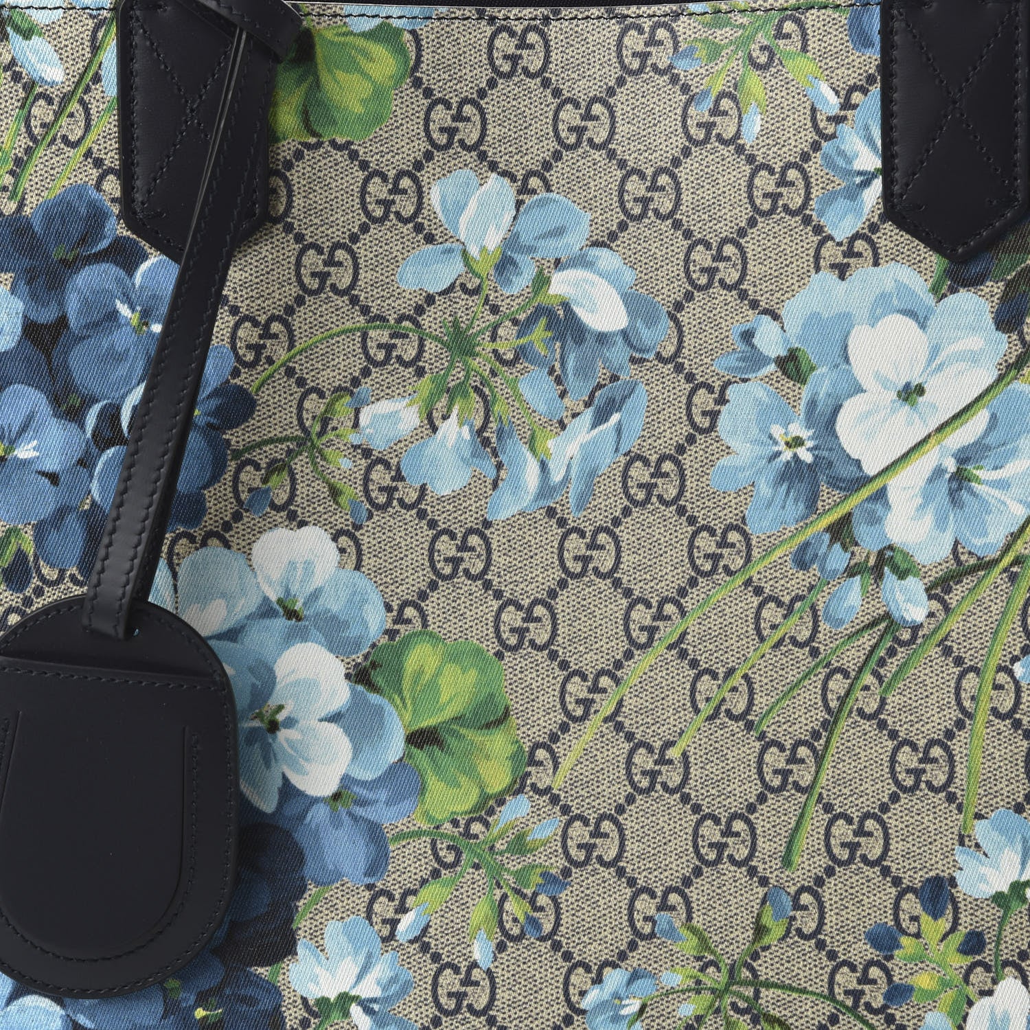 Gucci GG Supreme Monogram Blooms Medium Reversible Tote Beige Blue Navy 9 of 9