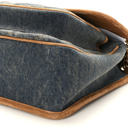 Saint Laurent Denim Suede Monogram Medium Niki Chain Satchel Blue Cinnamon 8 of 8