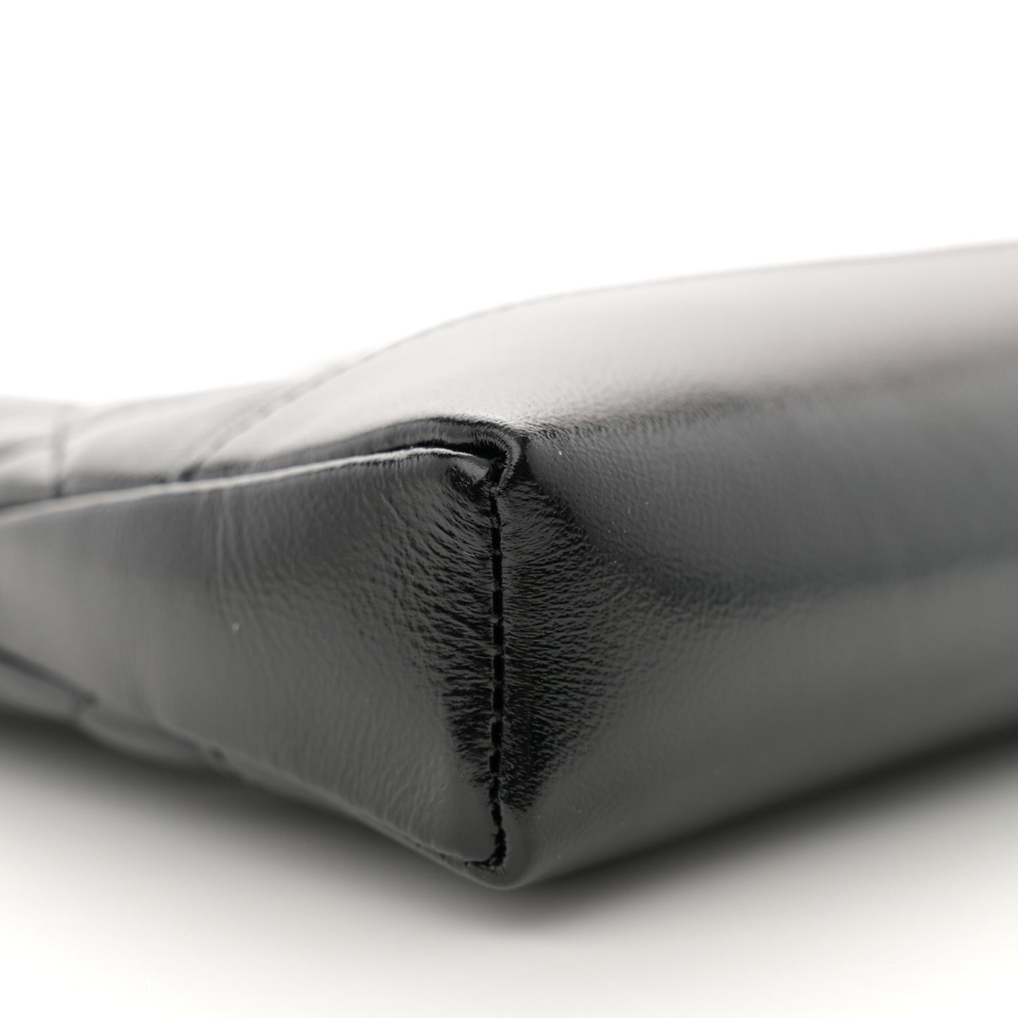 Shiny Crumpled Calfskin Quilted Nano 31 Shopping Bag Black