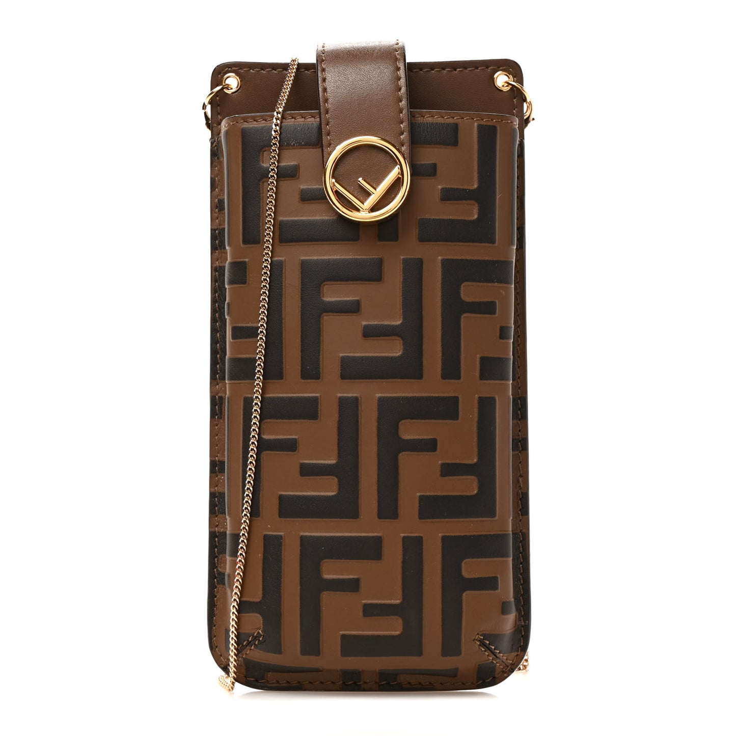 Vitello Soft F is Fendi Bi-Color FF 1974 Embossed Phone Pouch Maya Black