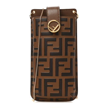 Fendi Vitello Soft F is Fendi Bi-Color FF 1974 Embossed Phone Pouch Maya Black 1 of 11