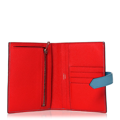 Hermes Epsom Verso Bearn Compact Wallet Bleu Du Nord Rouge De Coeur 5 of 9