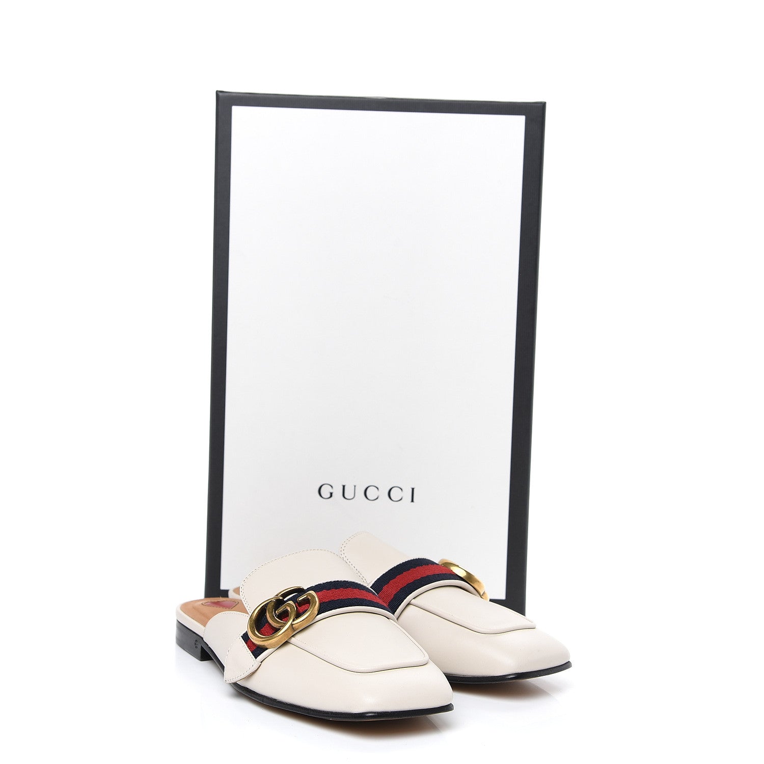 Gucci Calfskin Web Womens Peyton GG Slippers 35 Mystic White 9 of 9