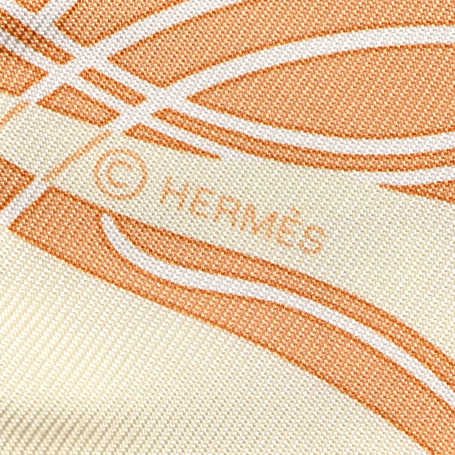 Hermes Silk Ex-Libris Twilly Creme Orange Beige 3 of 4