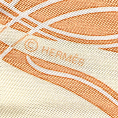 Hermes Silk Ex-Libris Twilly Creme Orange Beige 3 of 4