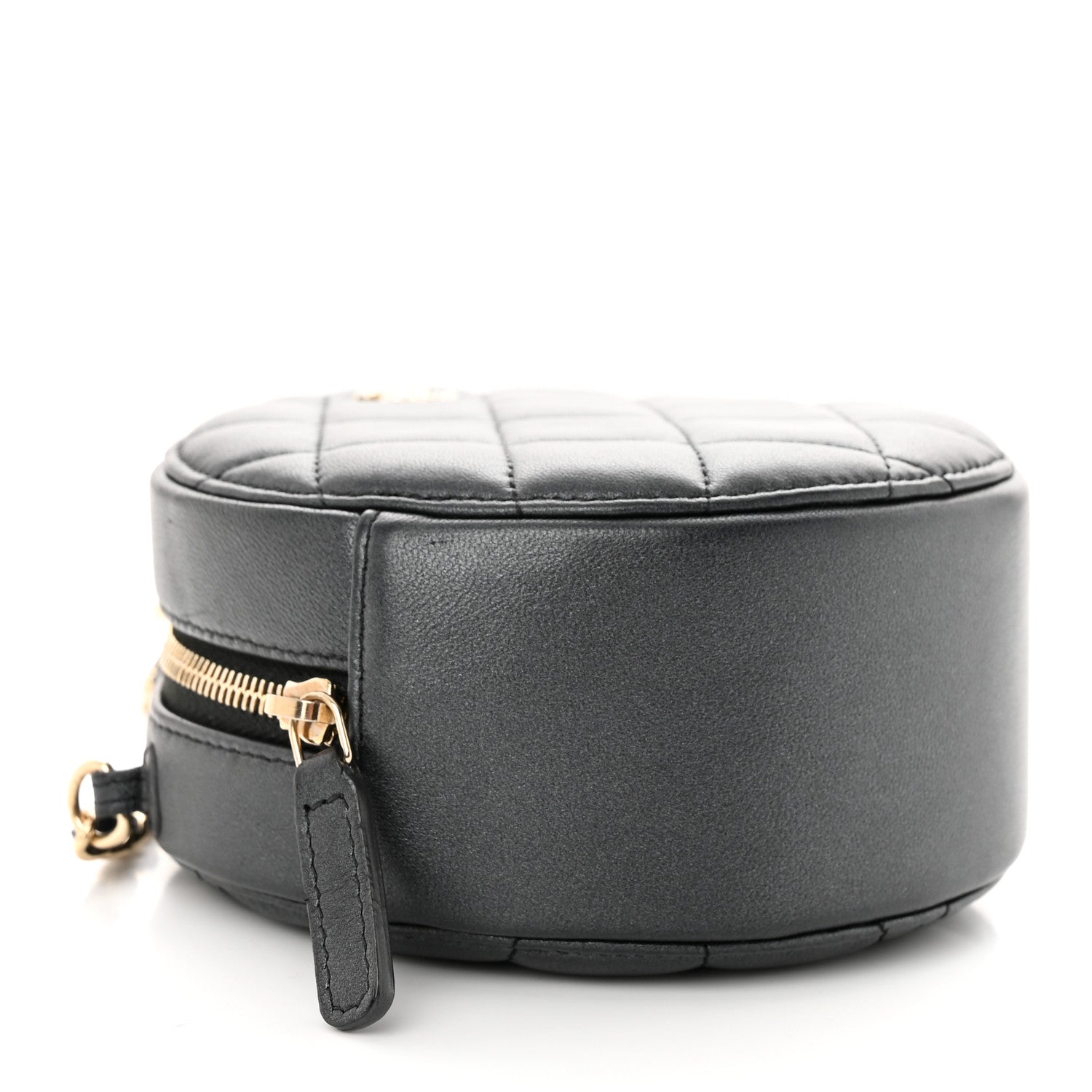 Chanel Iridescent Lambskin Quilted Pearl Round Clutch With Chain Black 4 of 10