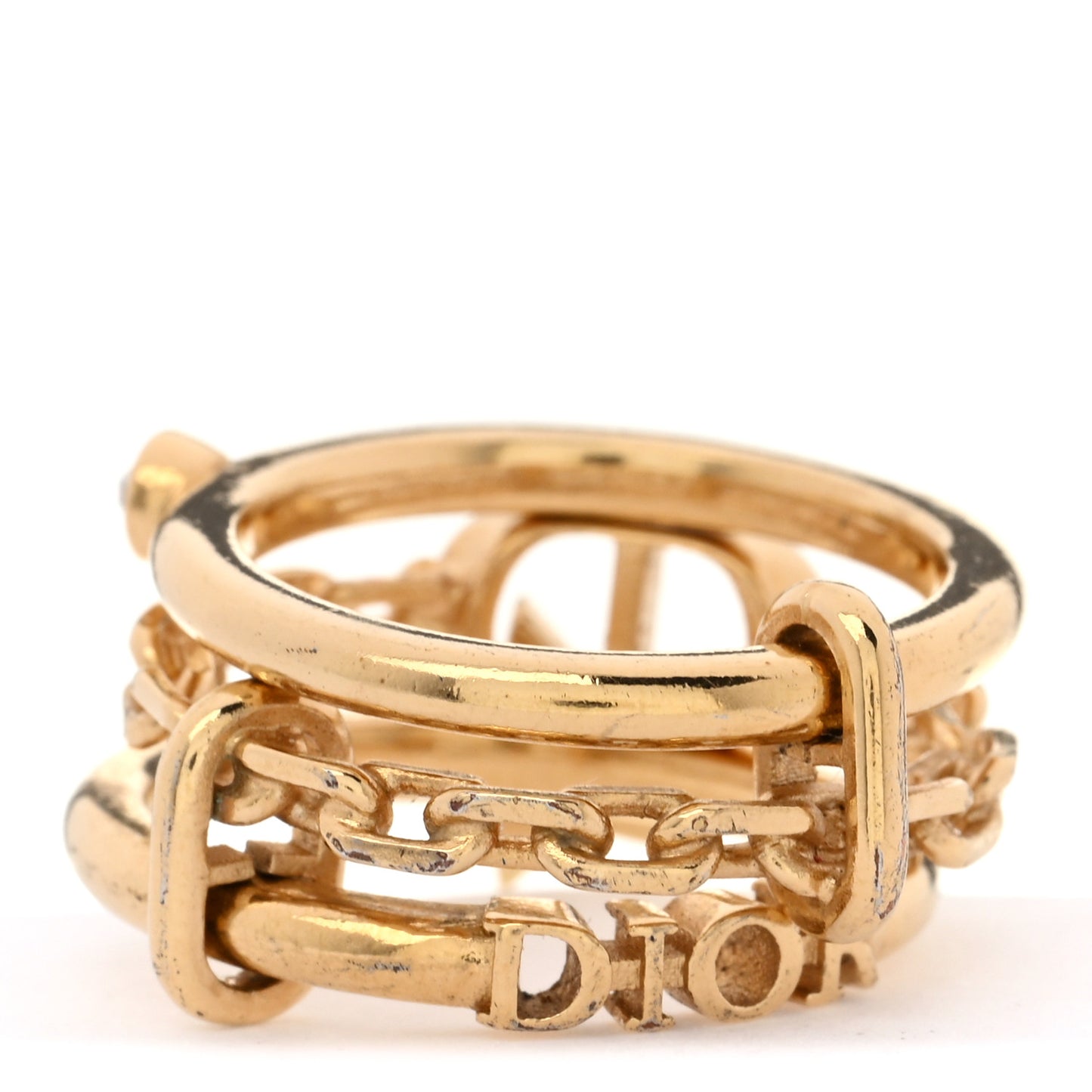 Metal Crystal Shiny-D Ring L Gold