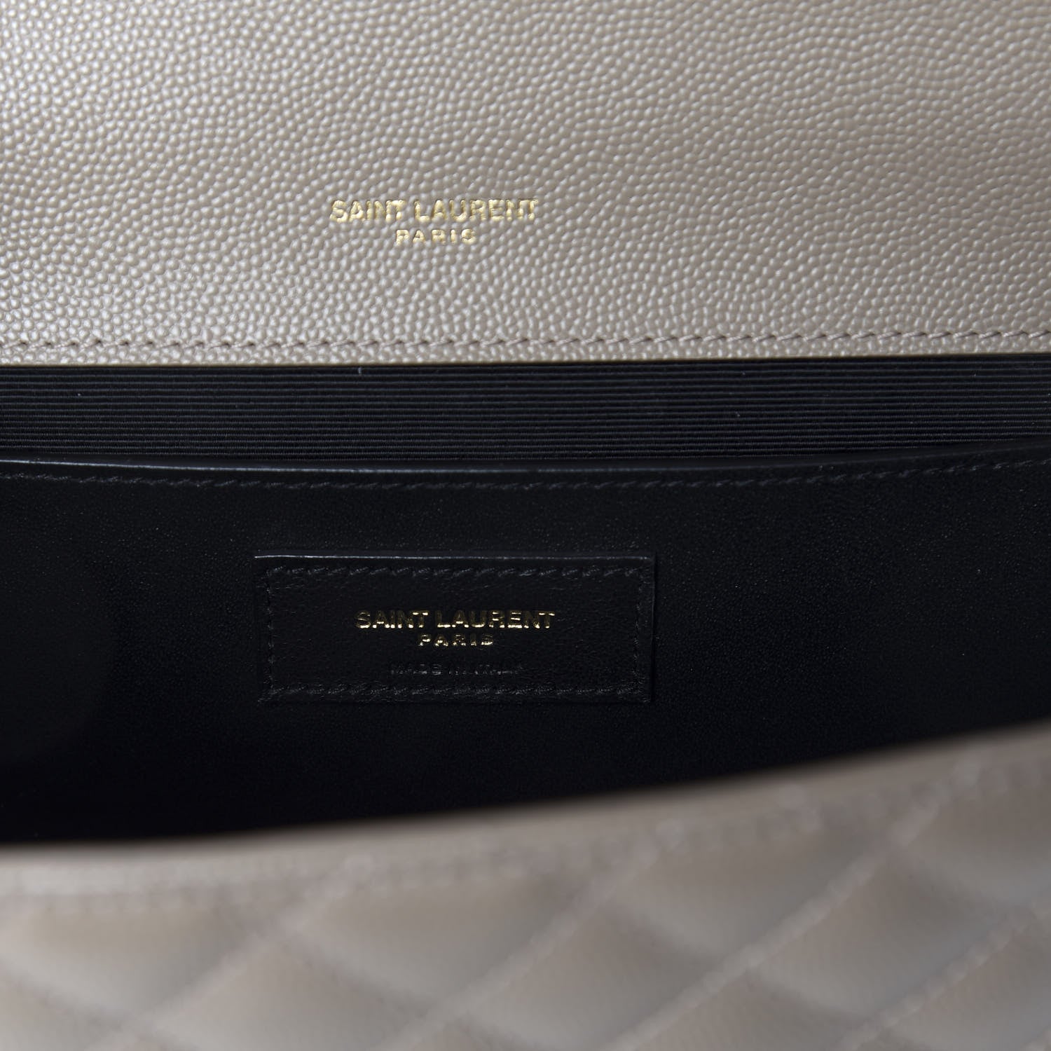 Saint Laurent Grain De Poudre Textured Mixed Matelasse Medium Triquilt Monogram Satchel Taupe 9 of 14