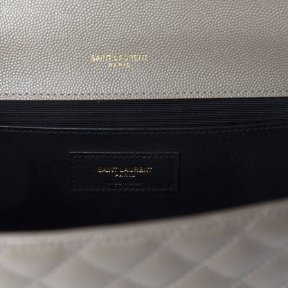 Saint Laurent Grain De Poudre Textured Mixed Matelasse Medium Triquilt Monogram Satchel Taupe 9 of 14
