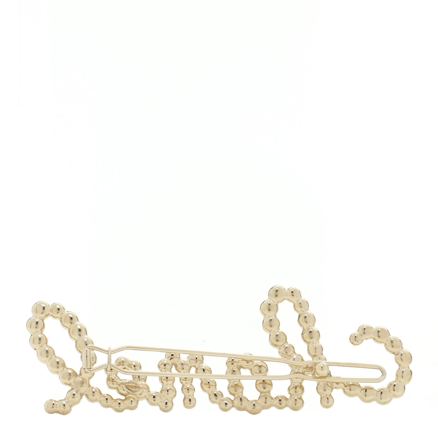 Metal Glass Swirling Pearls Hair Clip Gold