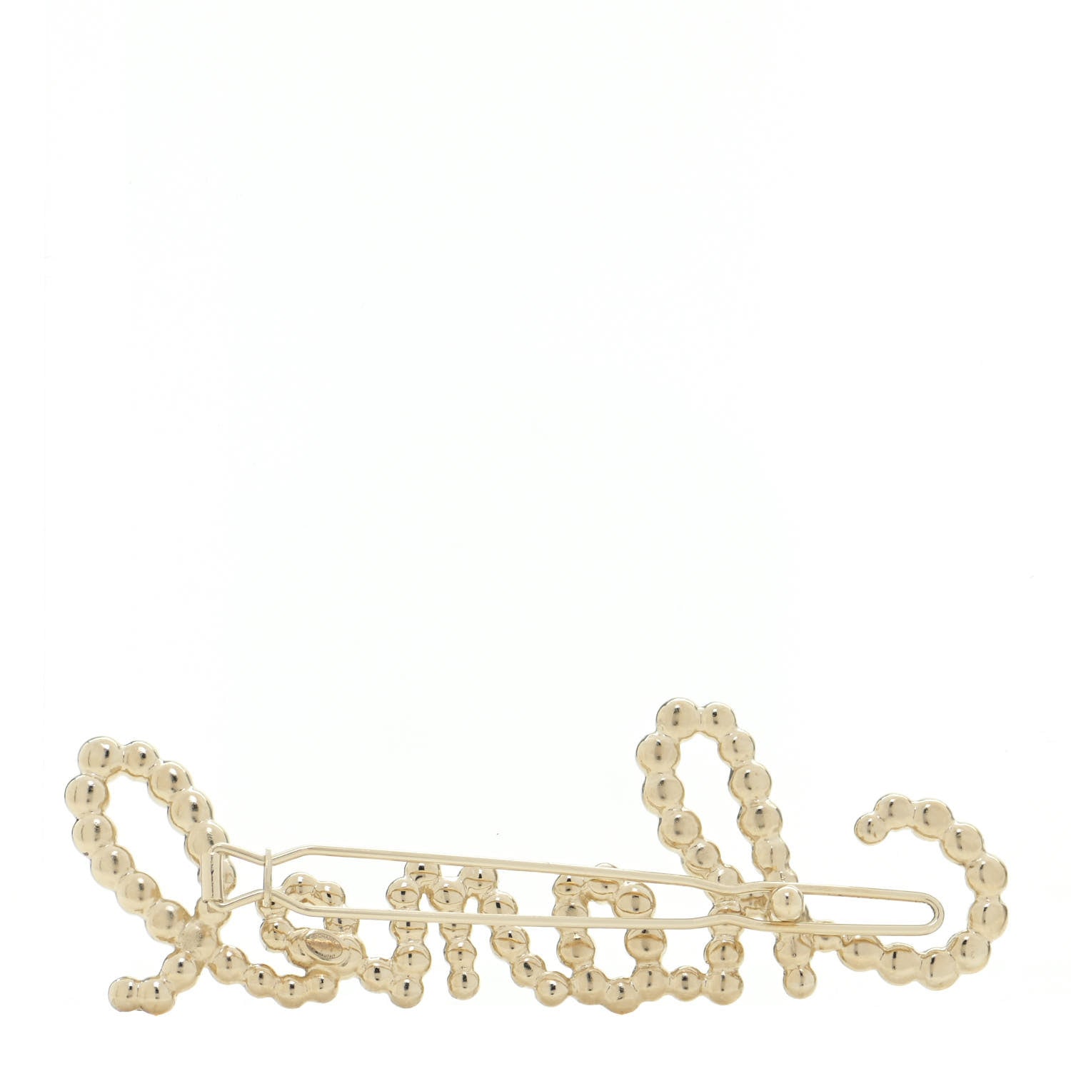 Chanel Metal Glass Swirling Pearls Hair Clip Gold 3 of 6