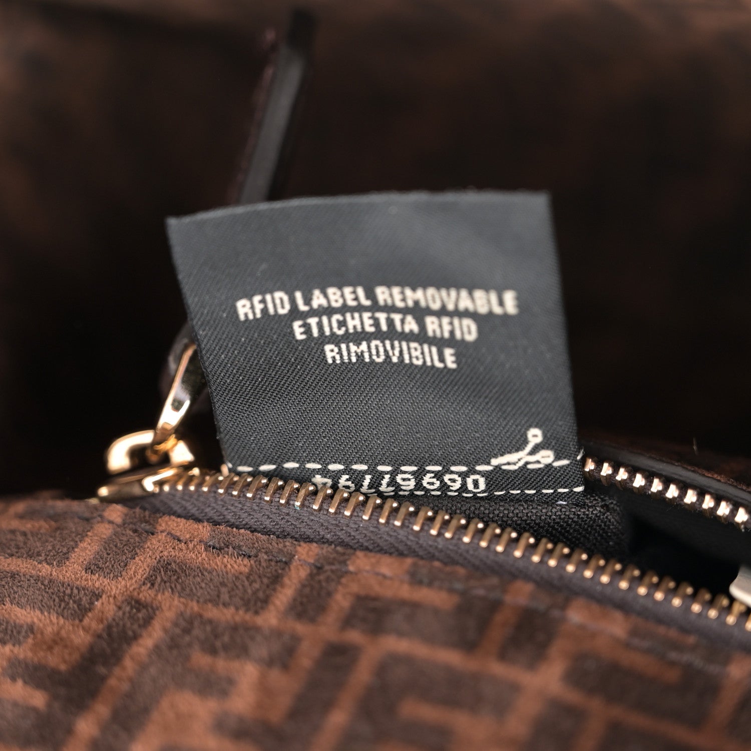 Fendi Vitello Seta Suede FF Mini Peekaboo Iconic Satchel Chocolate Sigaro Marrone 8 of 12