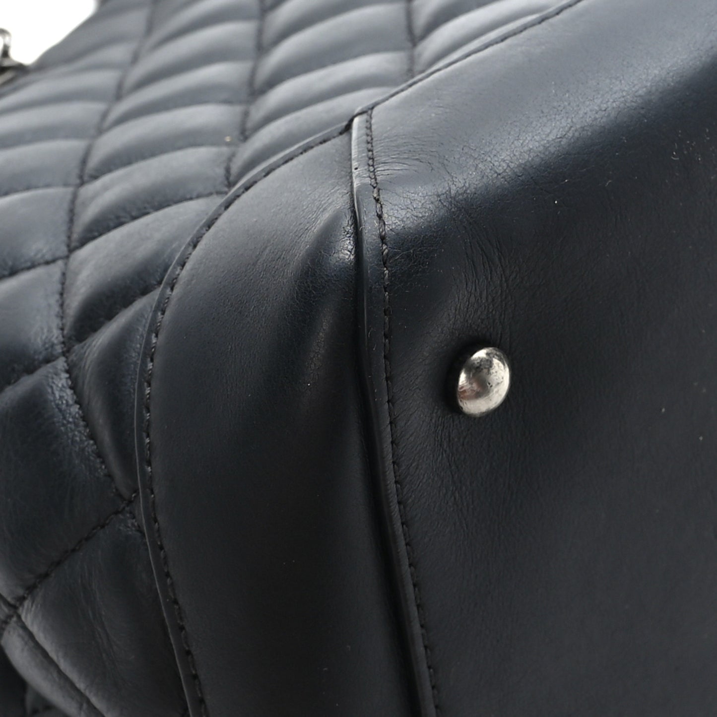 Calfskin Quilted Small Easy Shopping Tote Black