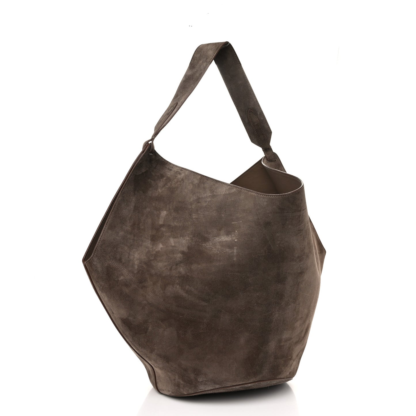 Suede Calfskin Medium Lotus Tote Toffee