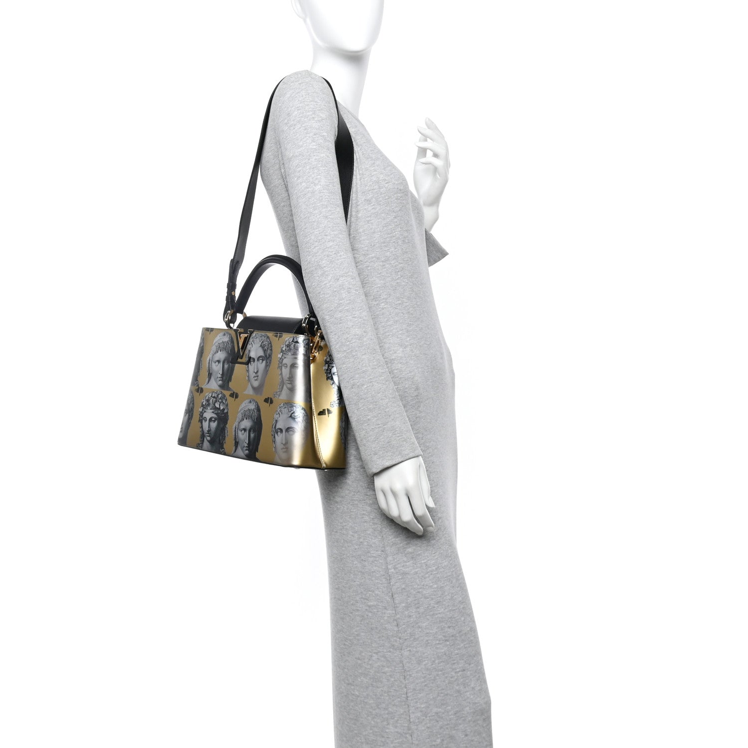 Louis Vuitton X FORNASETTI Calfskin Fornasetti Capucines MM Gold 2 of 10