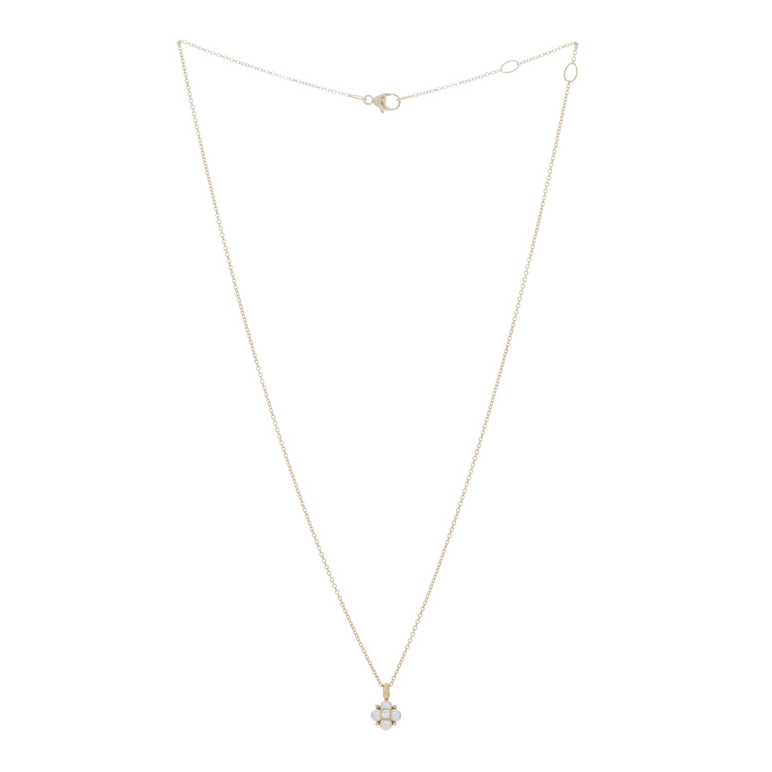 David Yurman 18K Yellow Gold Diamond Pearl Petite Modern Renaissance Pendant Necklace 3 of 4