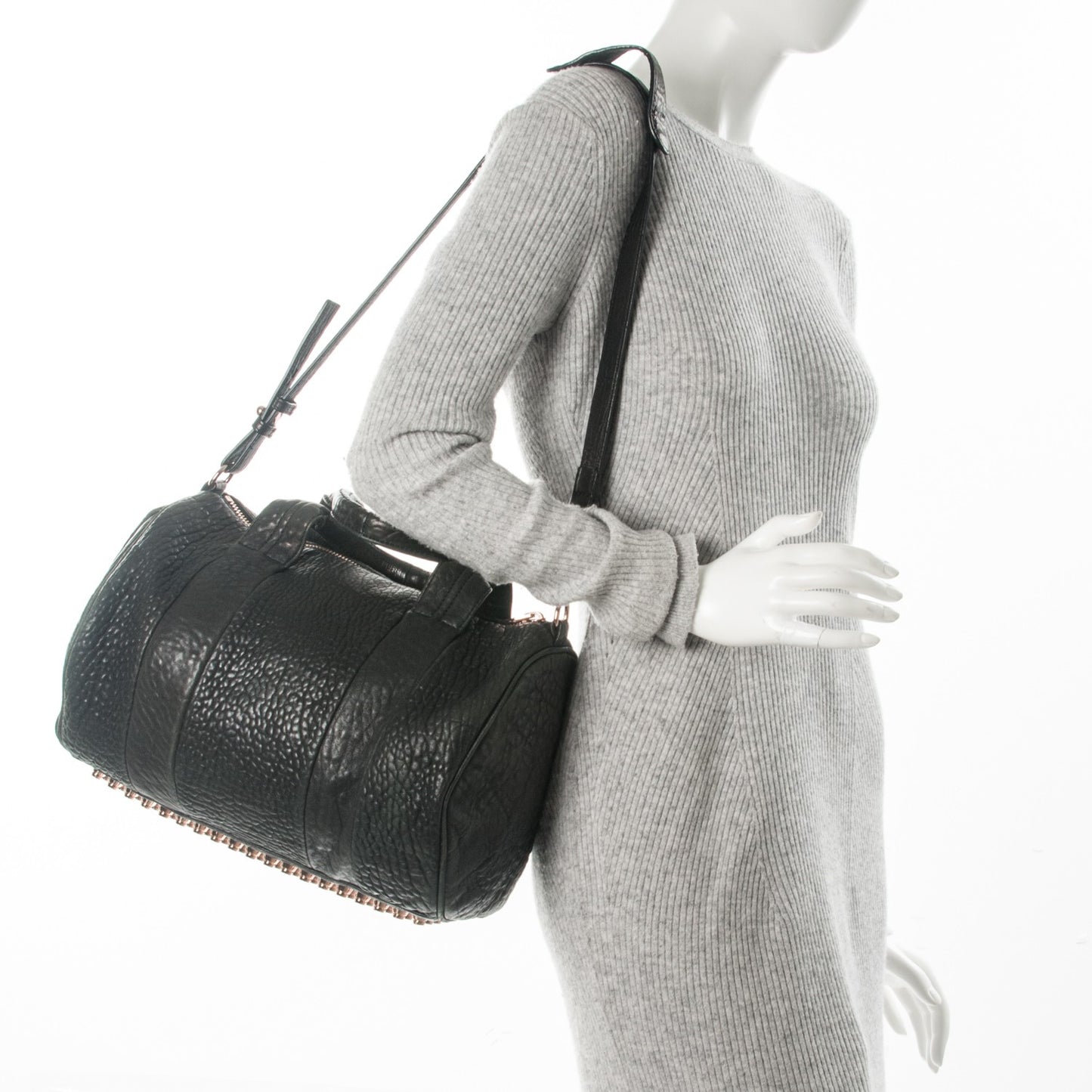 Pebbled Lambskin Rocco Black Rose Gold Hardware
