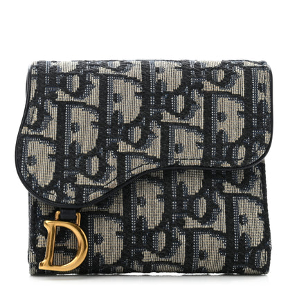 Christian Dior Oblique Saddle Lotus Wallet Blue 1 of 7