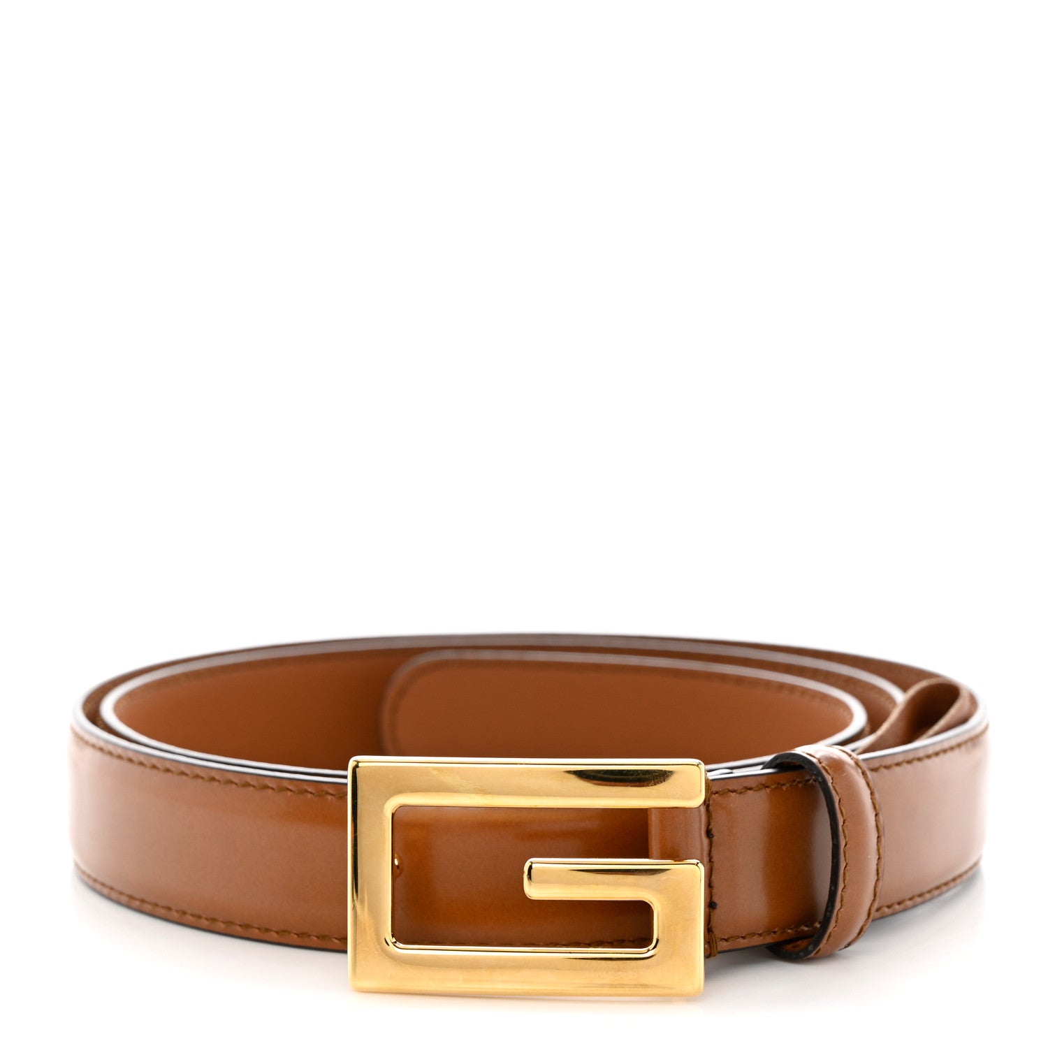 Gucci Calfskin Icaro G Cube 25mm Belt 95 38 Brown 1 of 5