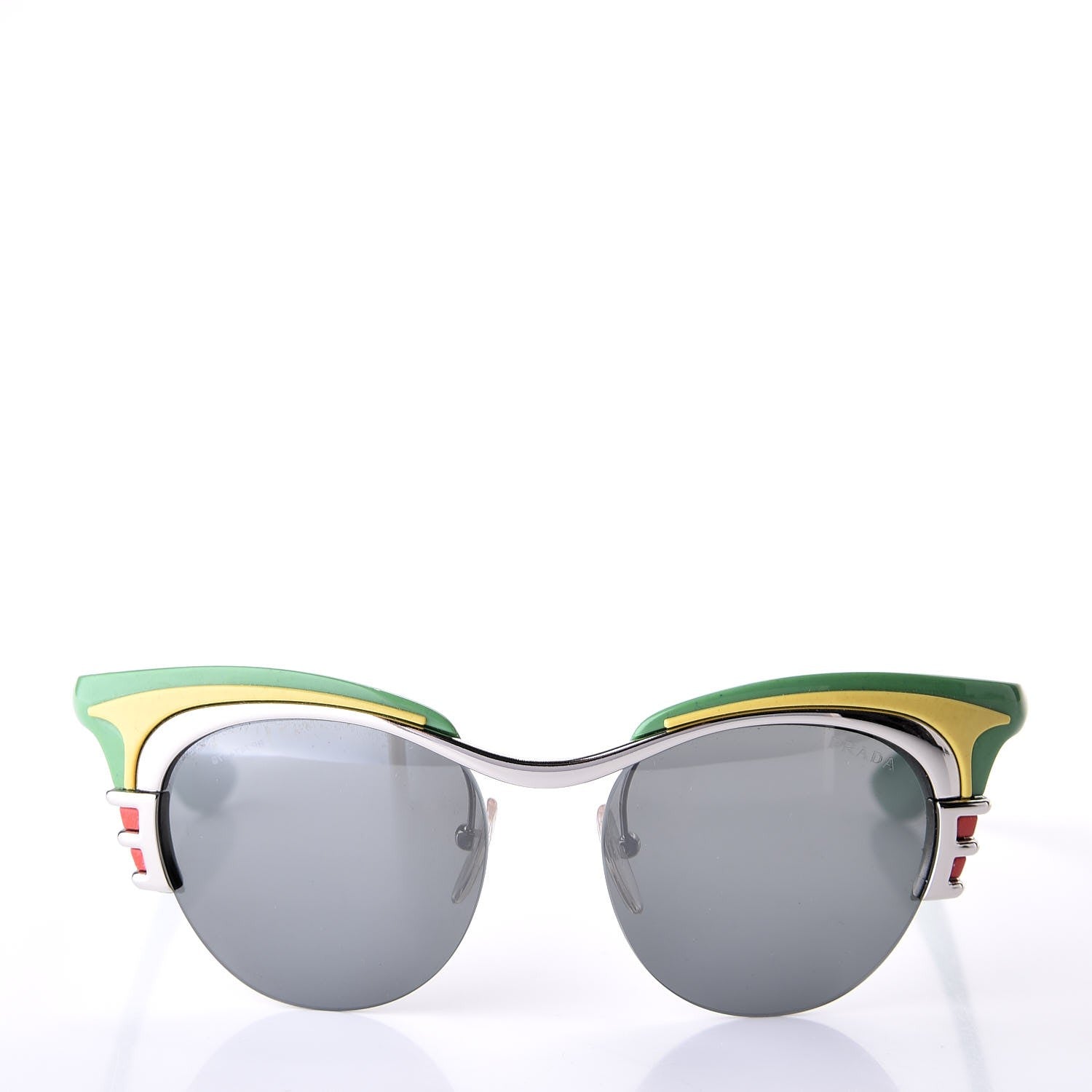Prada Mirrored Dixie Sunglasses SPR 60O Green Yellow 2 of 8