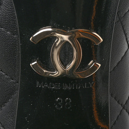 Chanel Lambskin Patent Quilted CC Cap Toe Pumps 38 Black 8 of 11