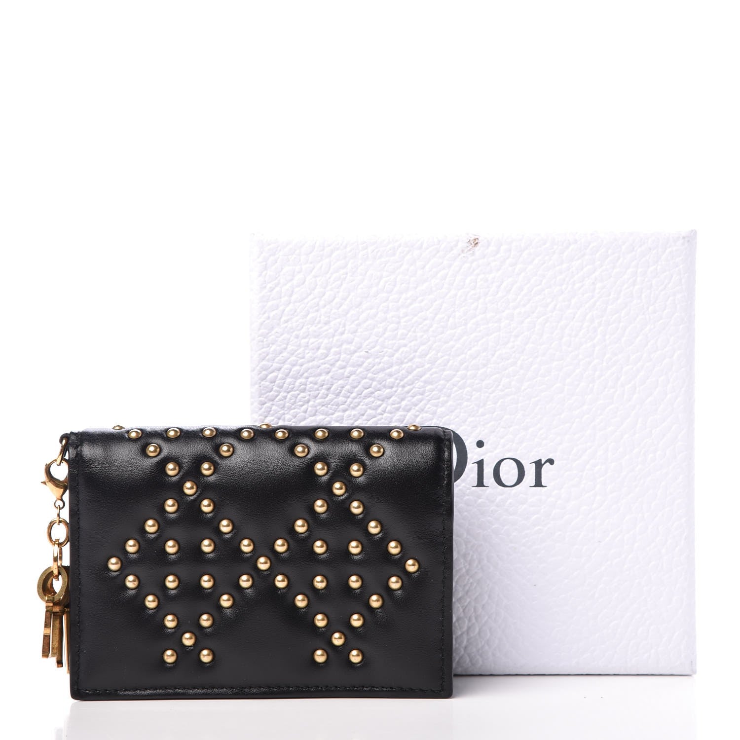 Christian Dior Lambskin Cannage Studded Lady Dior Card Holder Black 8 of 8