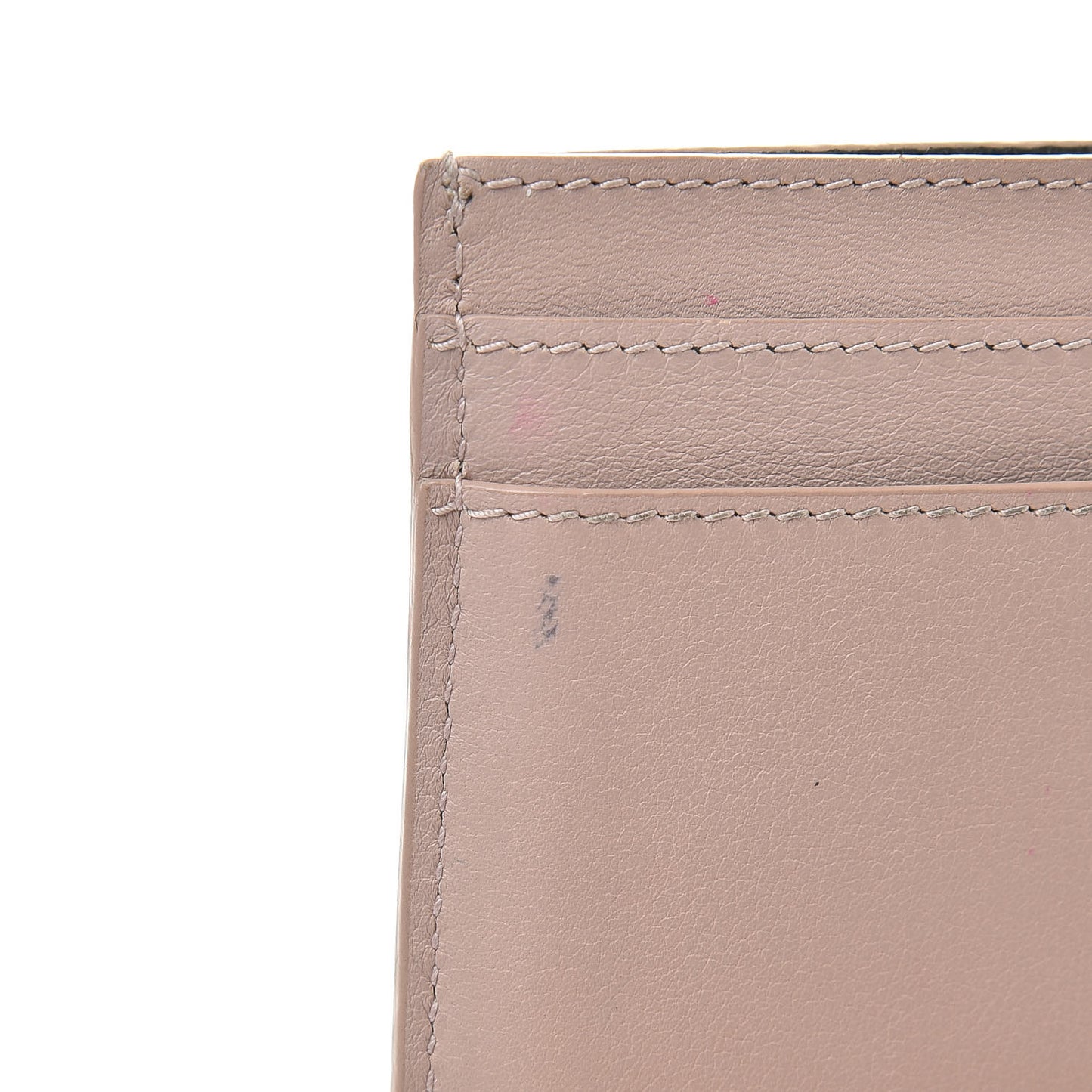 Calfskin Monogram Credit Card Case Nude