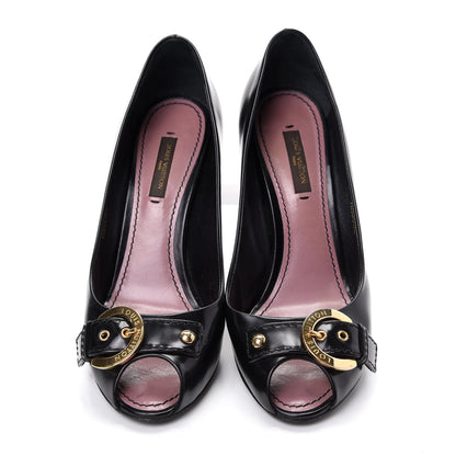 Louis Vuitton Smooth Calfskin Buckle Peep Toe Pumps 36.5 Black 5 of 10