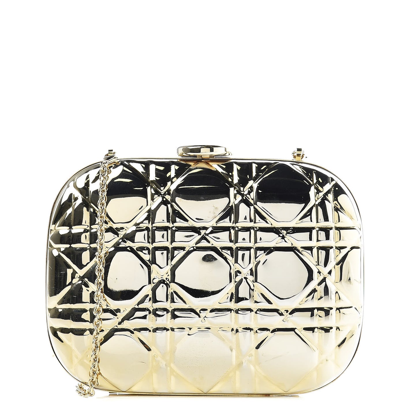 Metal Cannage Quilt Clutch Bag Gold