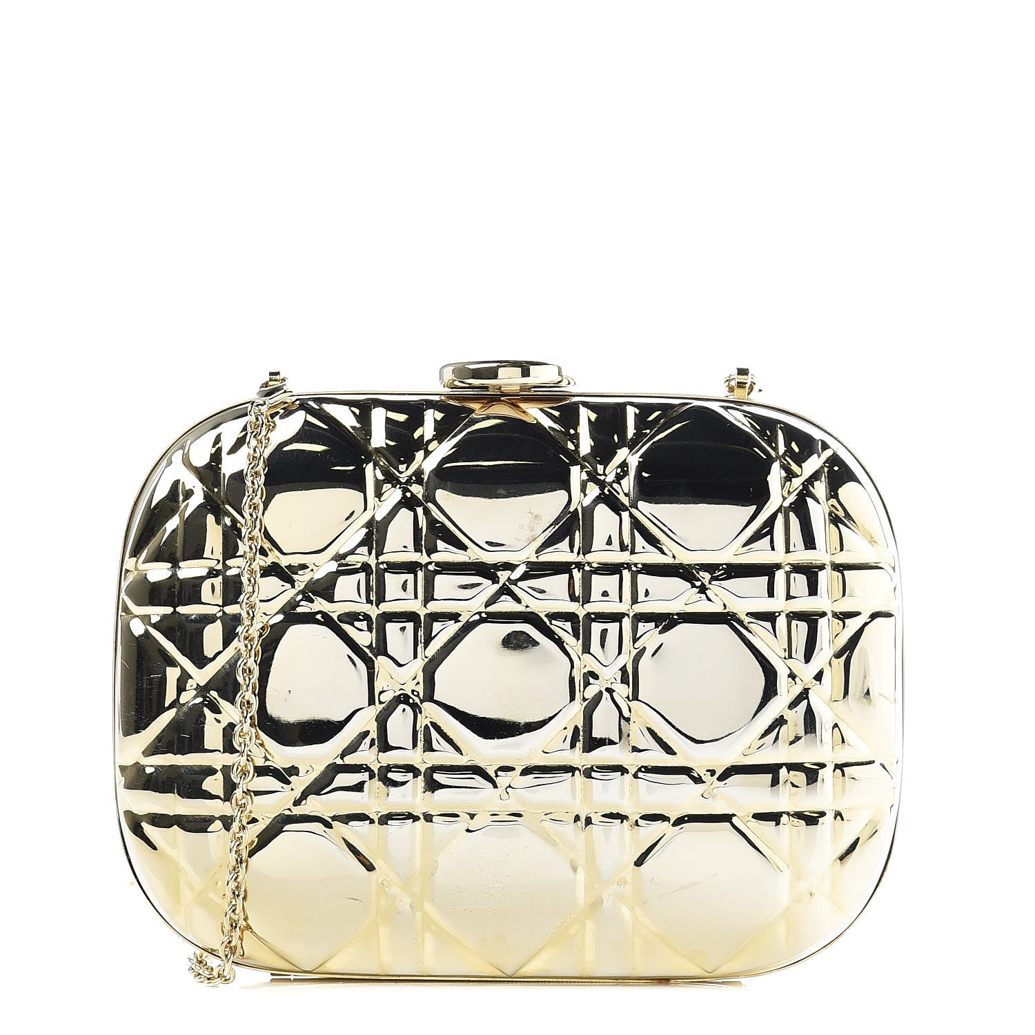Christian Dior Metal Cannage Quilt Clutch Bag Gold 1 of 9