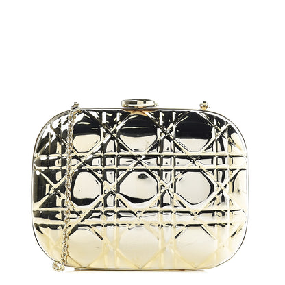 Christian Dior Metal Cannage Quilt Clutch Bag Gold 1 of 9
