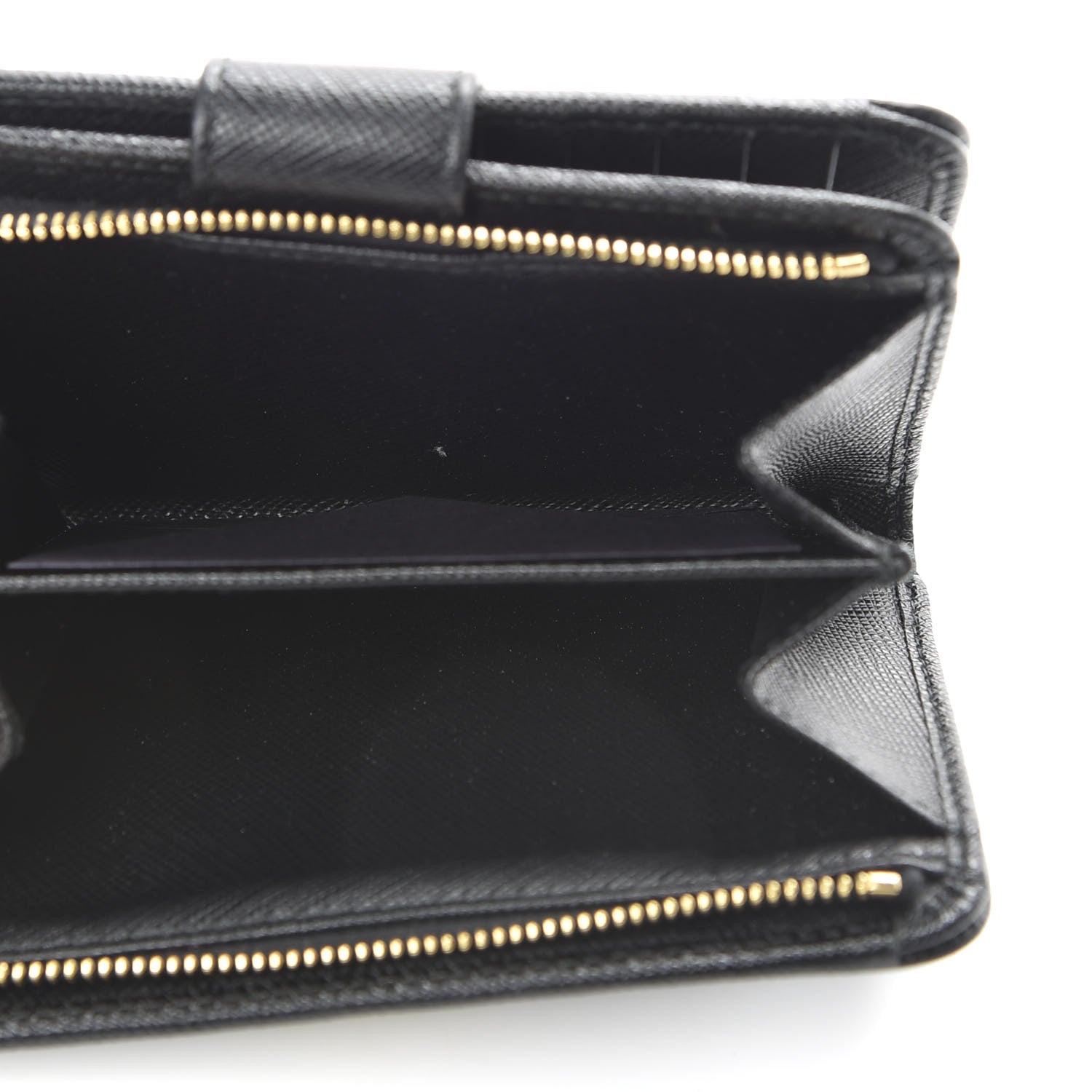 Prada Saffiano Metal Compact Wallet Black 5 of 8