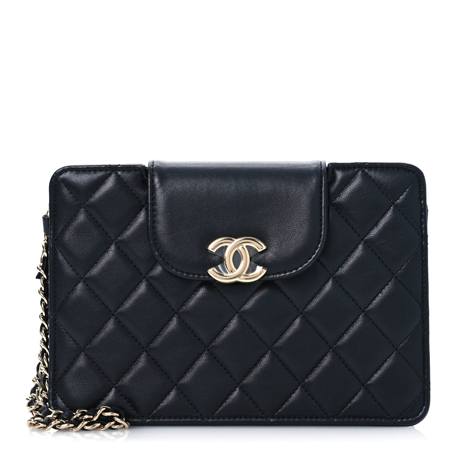 Chanel Lambskin Quilted CC Pouch Wristlet Black 1 of 14
