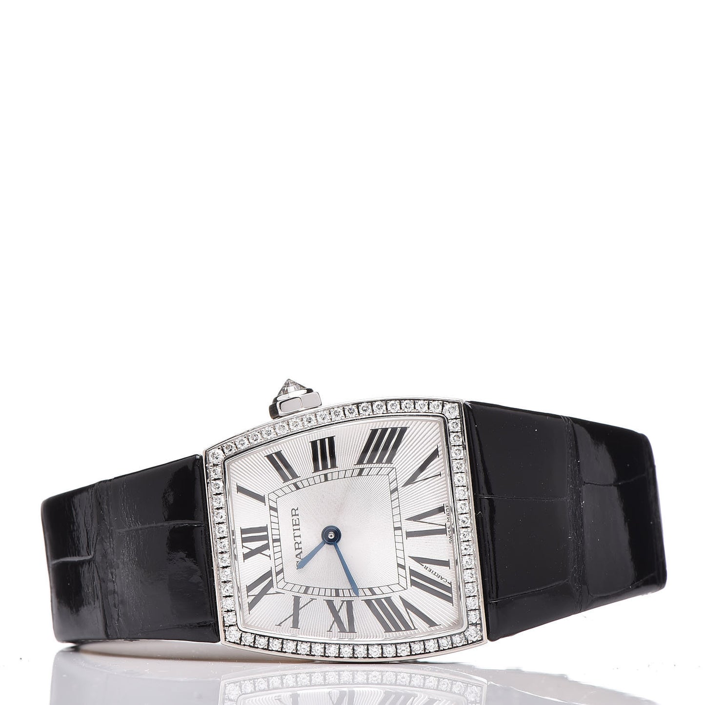 18K White Gold Alligator Diamond Bezel 28mm La Dona Quartz Watch
