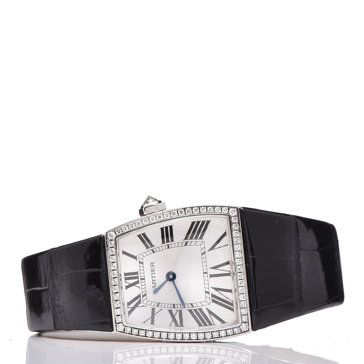 Cartier 18K White Gold Alligator Diamond Bezel 28mm La Dona Quartz Watch 3 of 13