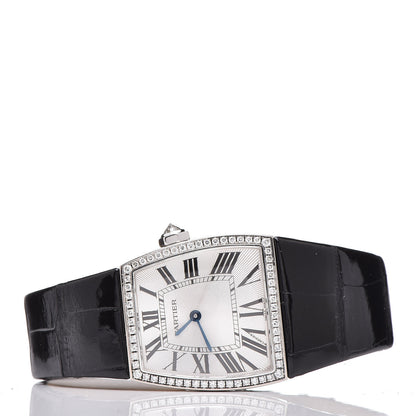 Cartier 18K White Gold Alligator Diamond Bezel 28mm La Dona Quartz Watch 3 of 13