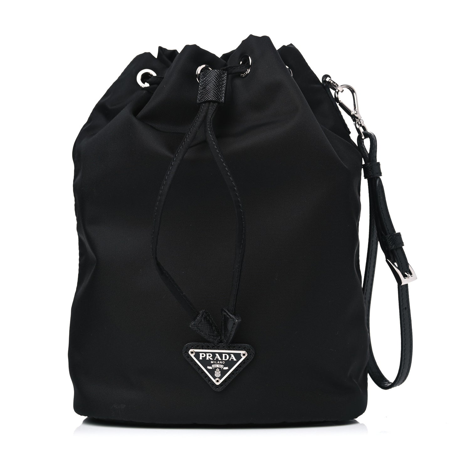 Nylon Vela Drawstring Wristlet Pouch Black