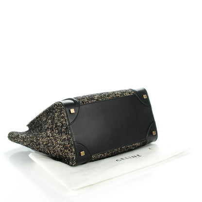 Celine Smooth Calfskin Tweed Mini Luggage Black 4 of 8