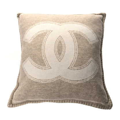 Chanel Merino Wool Cashmere CC Pillow Beige Off White 2 of 3