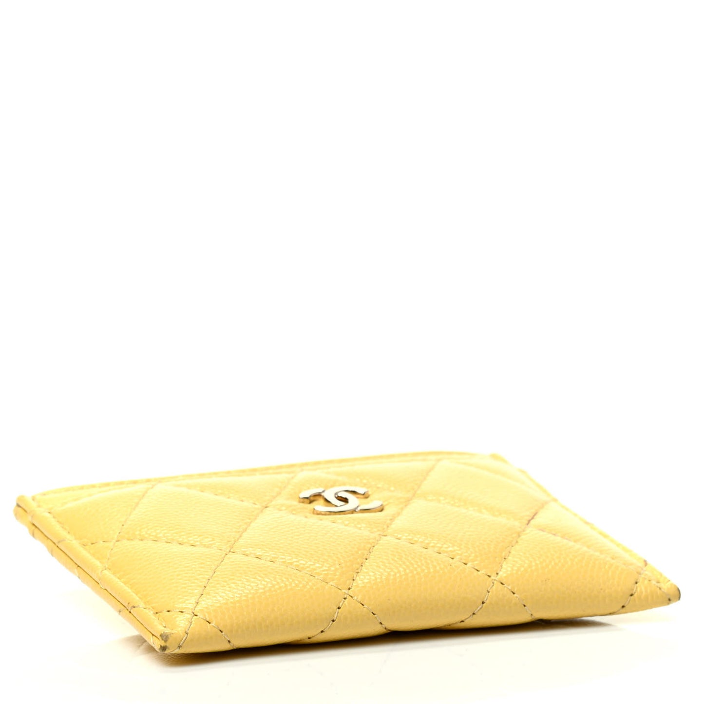 Caviar Quilted Card Holder Yellow